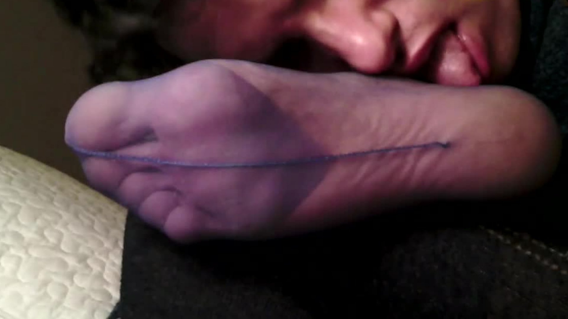 Footsie Sissy teases you with her sexy feet in sheer black nylons